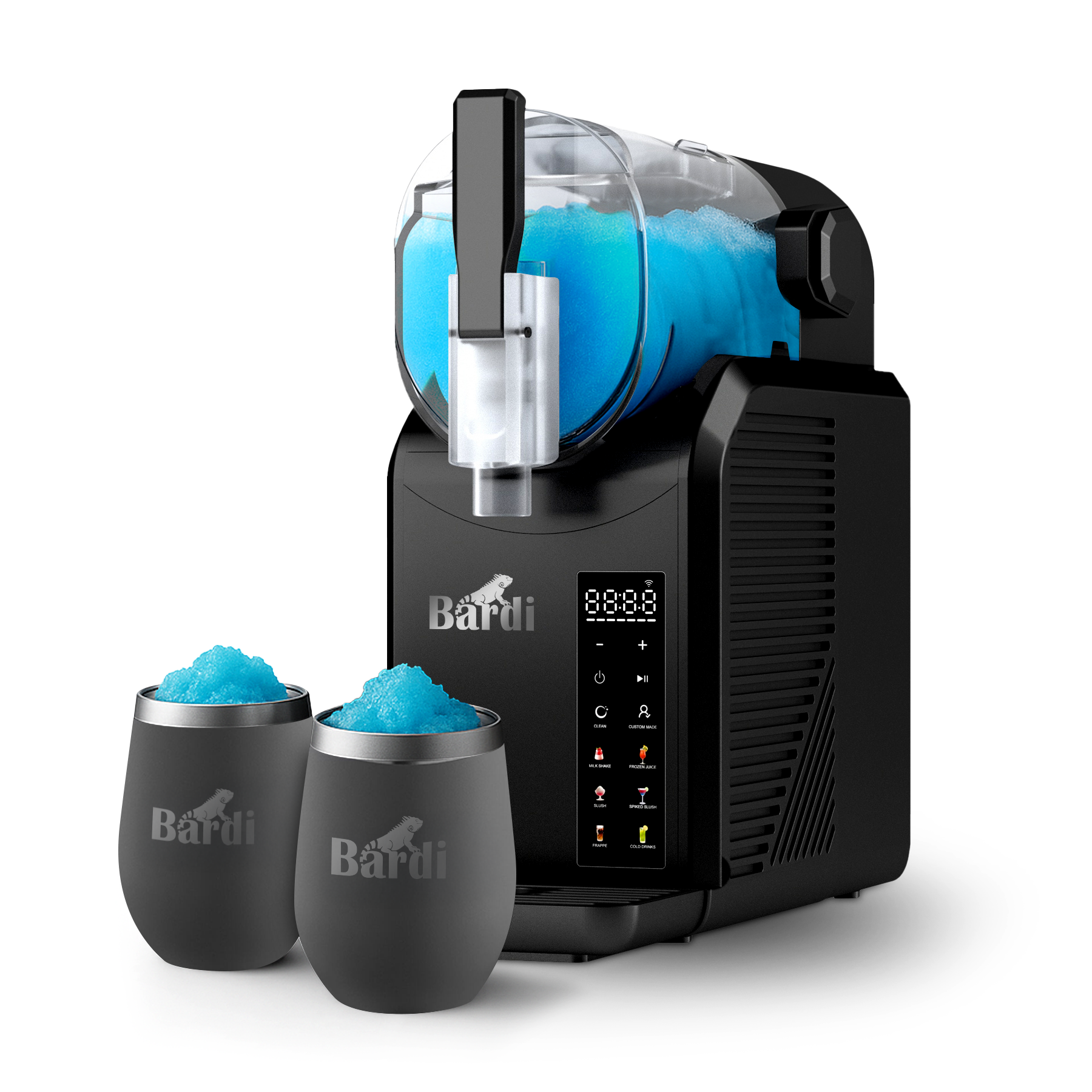 Slushmachine SET - 7-in-1 - slush, frappé, milkshake en smoothie maker - 2,1L - incl. 2 grijze thermoscups