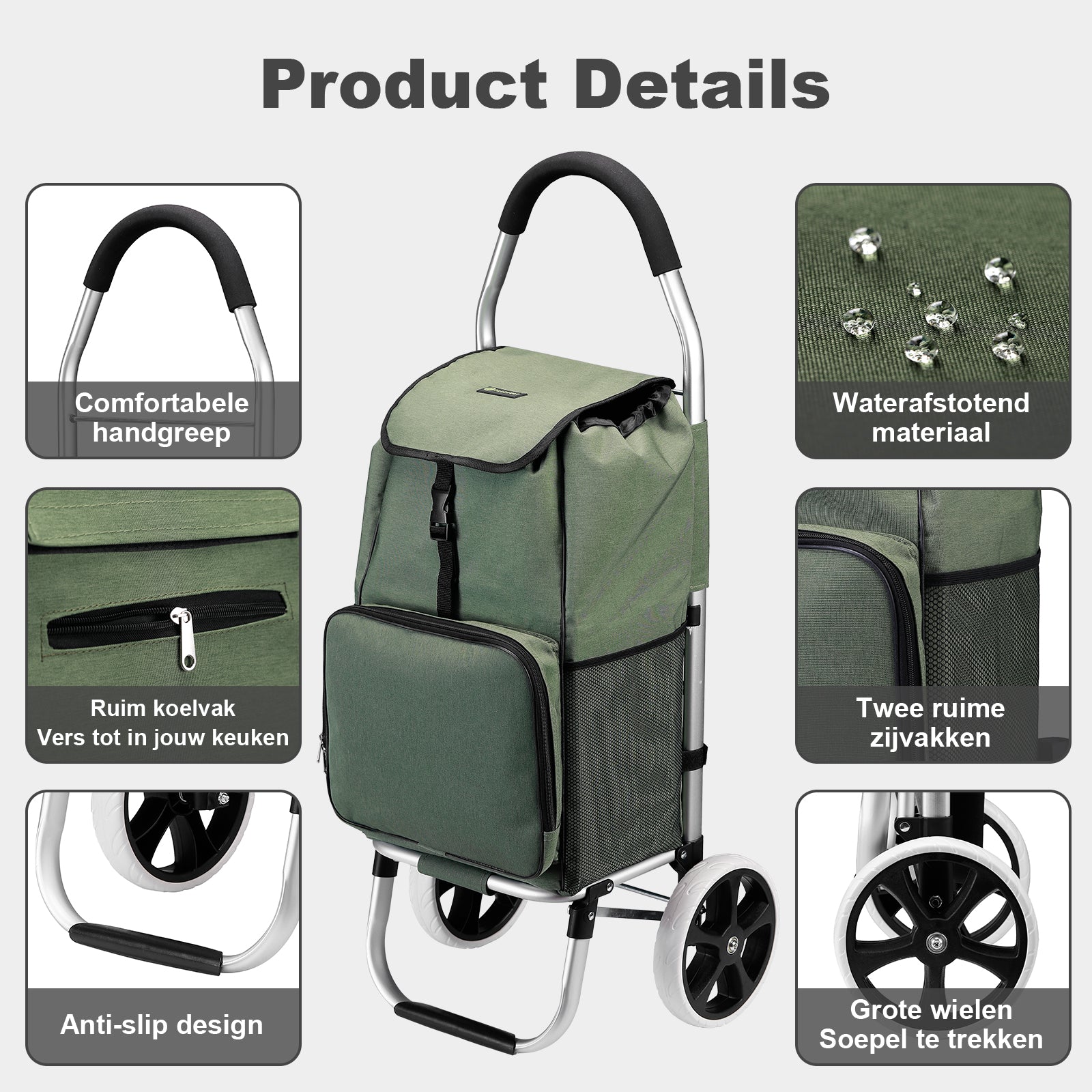 Packaway Shopping trolley with cool compartment - 45L - shopping trolley - hand truck function - GREEN