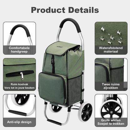 Packaway Shopping trolley with cool compartment - 45L - shopping trolley - hand truck function - GREEN