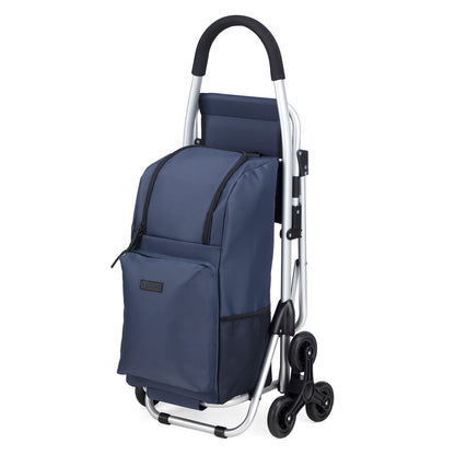 Packaway 35L Boodschappentrolley met 6 Wielen voor Trappen - Klapstoel Functie - Steekwagen Functie - Geïsoleerd - Afneembare Rugzak - Blauw