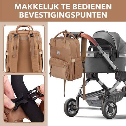Brisby slijtvaste Luiertas – verzorgingstas – met buggymontage - True Terracotta