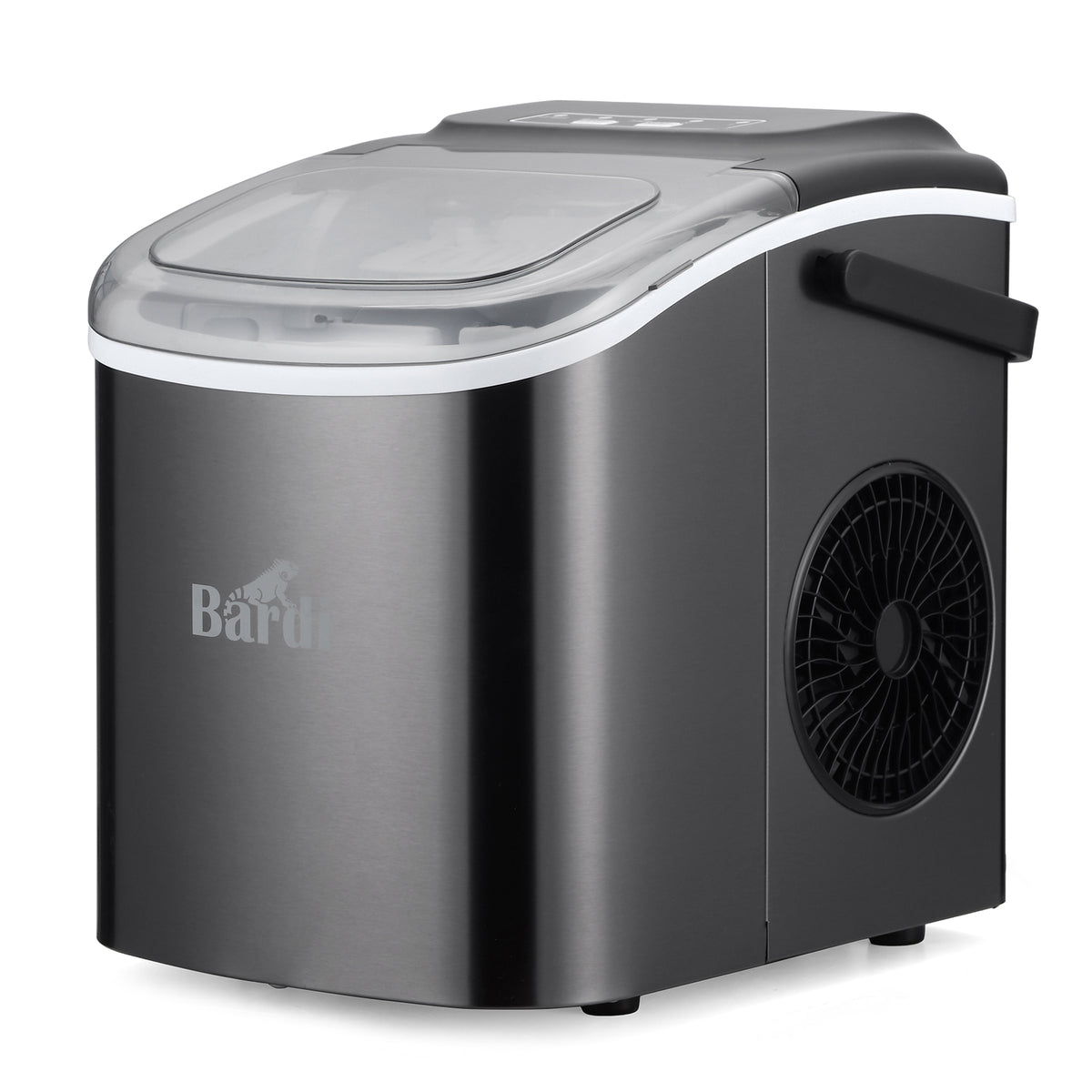 Bardi 1.3L Deluxe IJsblokjesmachine – IJsblokmaker Inclusief Luxe Thermosbeker en IJsschep – 9 Blokjes in 8 Minuten – Gunmetal Zwart