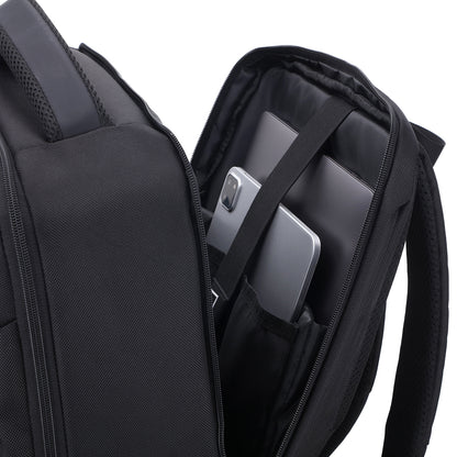 Brisby Rugzak Pro 1 – Laptoprugzak tot 15,7 inch voor Werk, School en Reizen – Waterafstotend – Met Tabletvak, Antidiefstalvak en Trolleysleeve - Zwart
