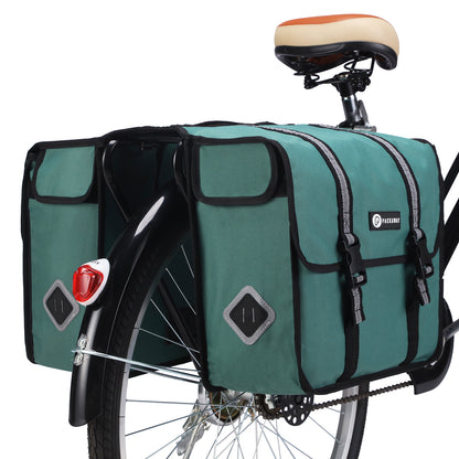 Packaway Dubbele Fietstas 36L groen - hoge zichtbaarheid - waterdicht