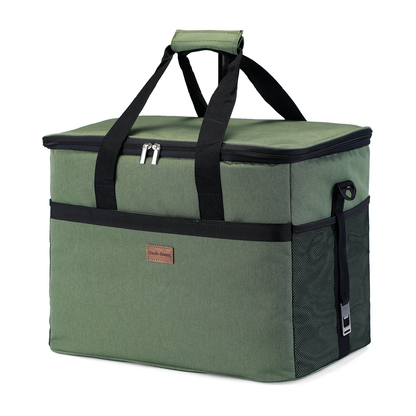 Koeltas 40L groen - lunchtas - opvouwbaar - 4-laags geïsoleerd - incl. 6 gratis koelelementen en draagband