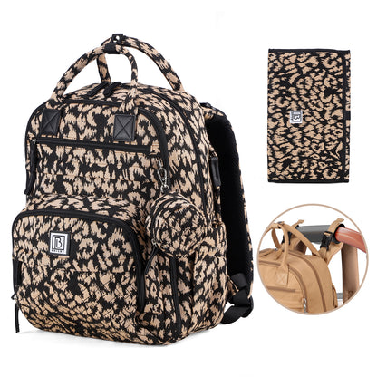 Brisby Premium Luiertas – Uitgebreide en Functionele Verzorgingstas – met buggymontage – Anti Diefstal Vakken - Reistrolley Sleeve - Inclusief verschoonmatje t.w.v.15,99 euro en speenhouder - Levenslange Garantie - Leo