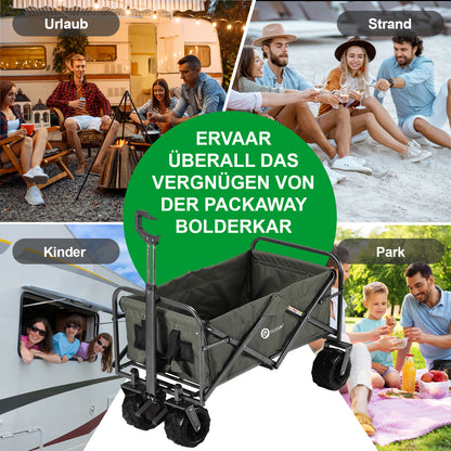 Bolderkar XL groen -  tot 80 kg - heavy duty - 90L - opvouwbaar - wasbaar polyester - 98x45 cm