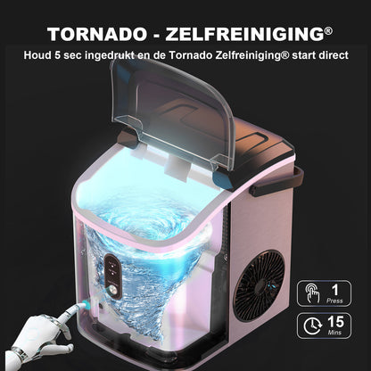 Bardi 1.1L - Nugget IJsblokjesmachine Rond - Crushed Ice Maker met IJsschep - 15kg/24 uur - Ijsblokjesmaker - Met Luxe Thermosbeker - RVS - Citruspers RVS