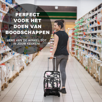 Brisby Boodschappentrolley 32L dark flower - incl. koelvak, koelelementen