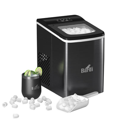 Bardi 2.0L Deluxe IJsblokjesmachine – IJsblokmaker Inclusief Luxe Thermosbeker en IJsschep – 9 Blokjes in 8 Minuten – GUNMETAL RVS