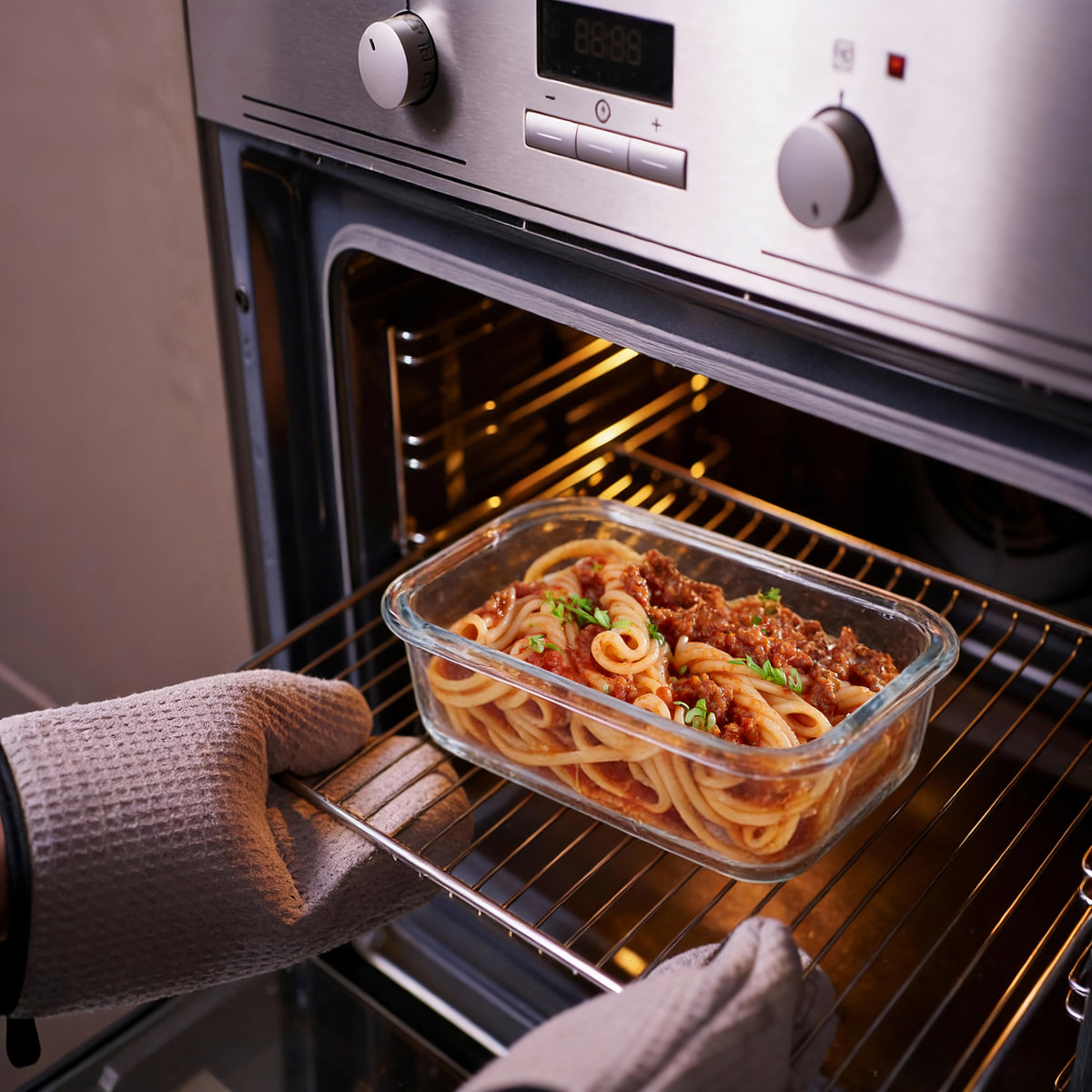 Bardi 5-delige set glazen vershoudbakjes 1060ml - oven- magnetron- en vriezerbestendig, incl. 10 wondersponsen