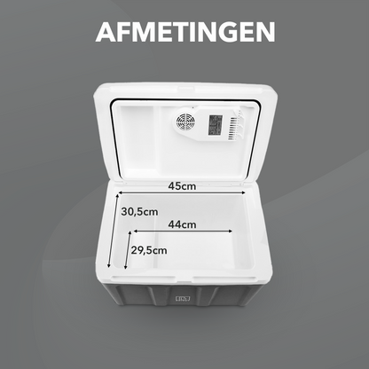 Elektrische koelbox 40L grijs SET - Incl. 8L passieve koelbox - incl. divider en koelelementen - AC/DC 12V, 220/230V