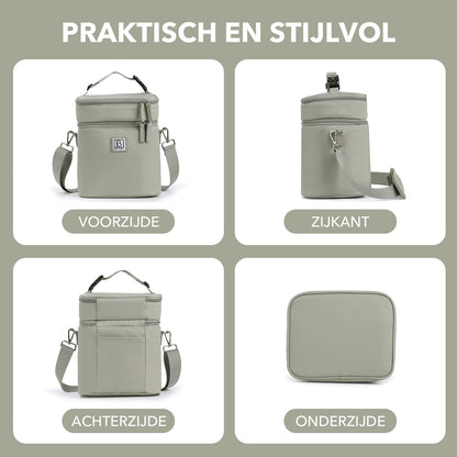 Brisby Koeltas 12 Liter – Lunchtas voor Werk & Onderweg – 2 Geïsoleerde Vakken – Inclusief 2 Koelelementen – Tot 10 Uur Koel - Sage Green