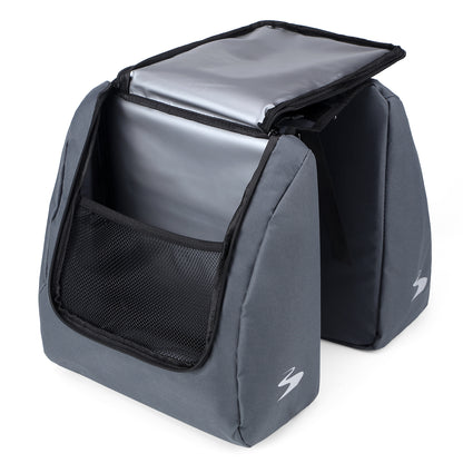 Brisby Dubbele Fietstas 28 Liter – Koeltas en Lunchtas – 4-laags Geïsoleerd – Voor Gewone en Elektrische Fiets – Waterafstotend met Waterdichte Ritsen – Urban Blue