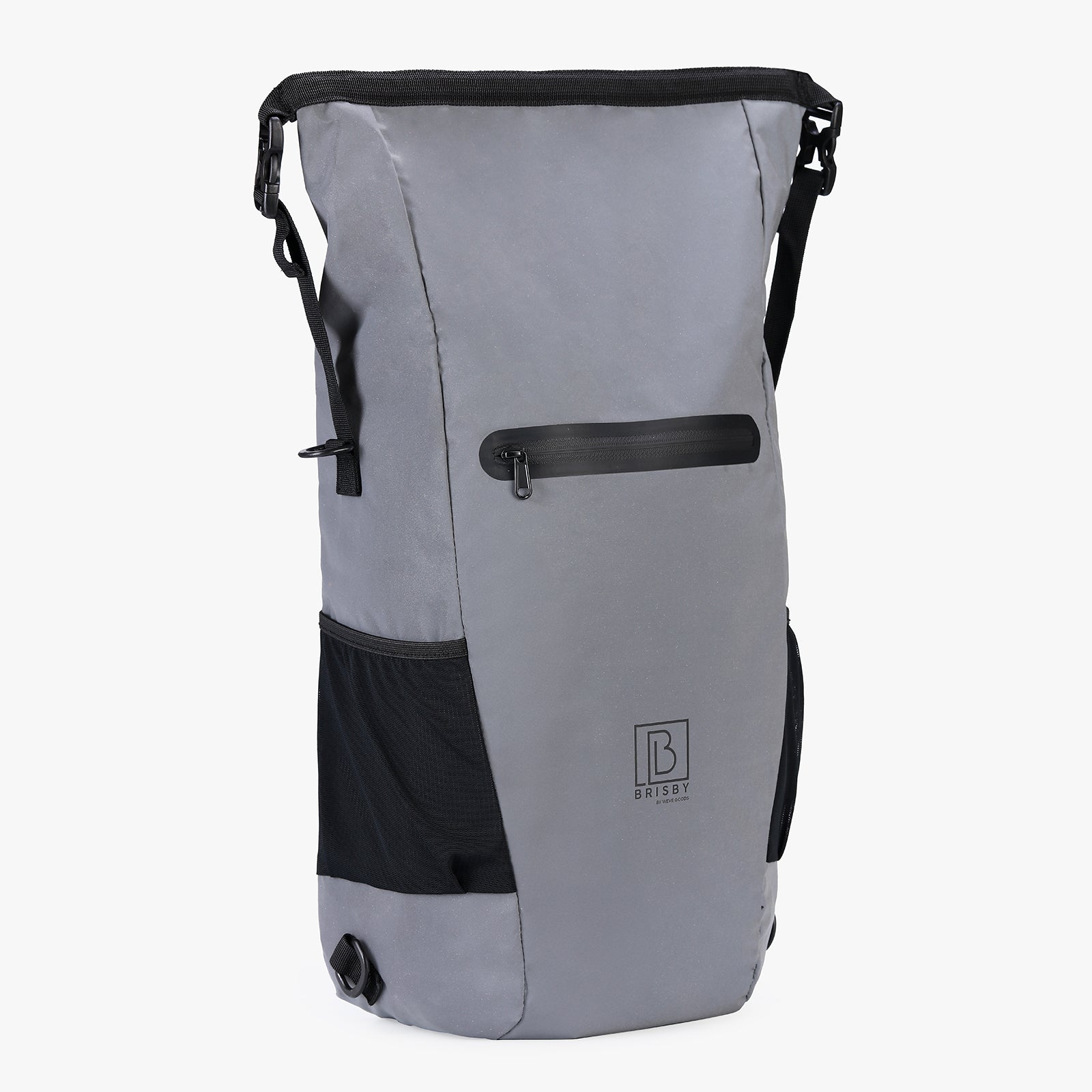 3 in 1 waterproof rolltop bicycle bag set 40-52L gray - 100% reflection - high visibility - bicycle bag - backpack - shoulder bag