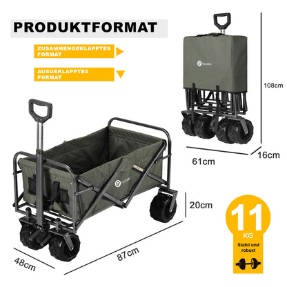 Bolderkar XL groen -  tot 80 kg - heavy duty - 90L - opvouwbaar - wasbaar polyester - 98x45 cm