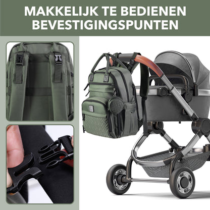 Brisby Premium Luiertas - Groen - Kinderrugzak - 1.5L kinderlunchtas Giraffe