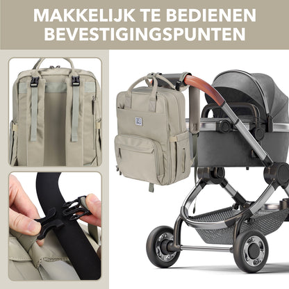 Brisby slijtvaste Luiertas – verzorgingstas – met buggymontage - Mist Green