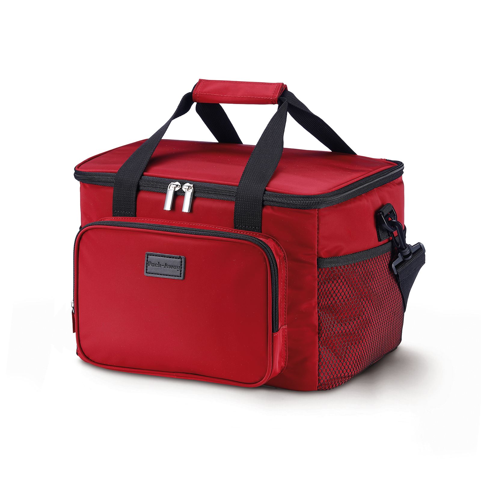 Koeltas 15L koeltas rood - lunchtas - 4-laags geïsoleerd - opvouwbaar - incl. 2 gratis koelelementen en draagband