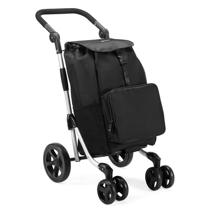 Boodschappentrolley deluxe 60L zwart - koelvak - boodschappenwagen - steekwagenfunctie - verstelbaar handvat