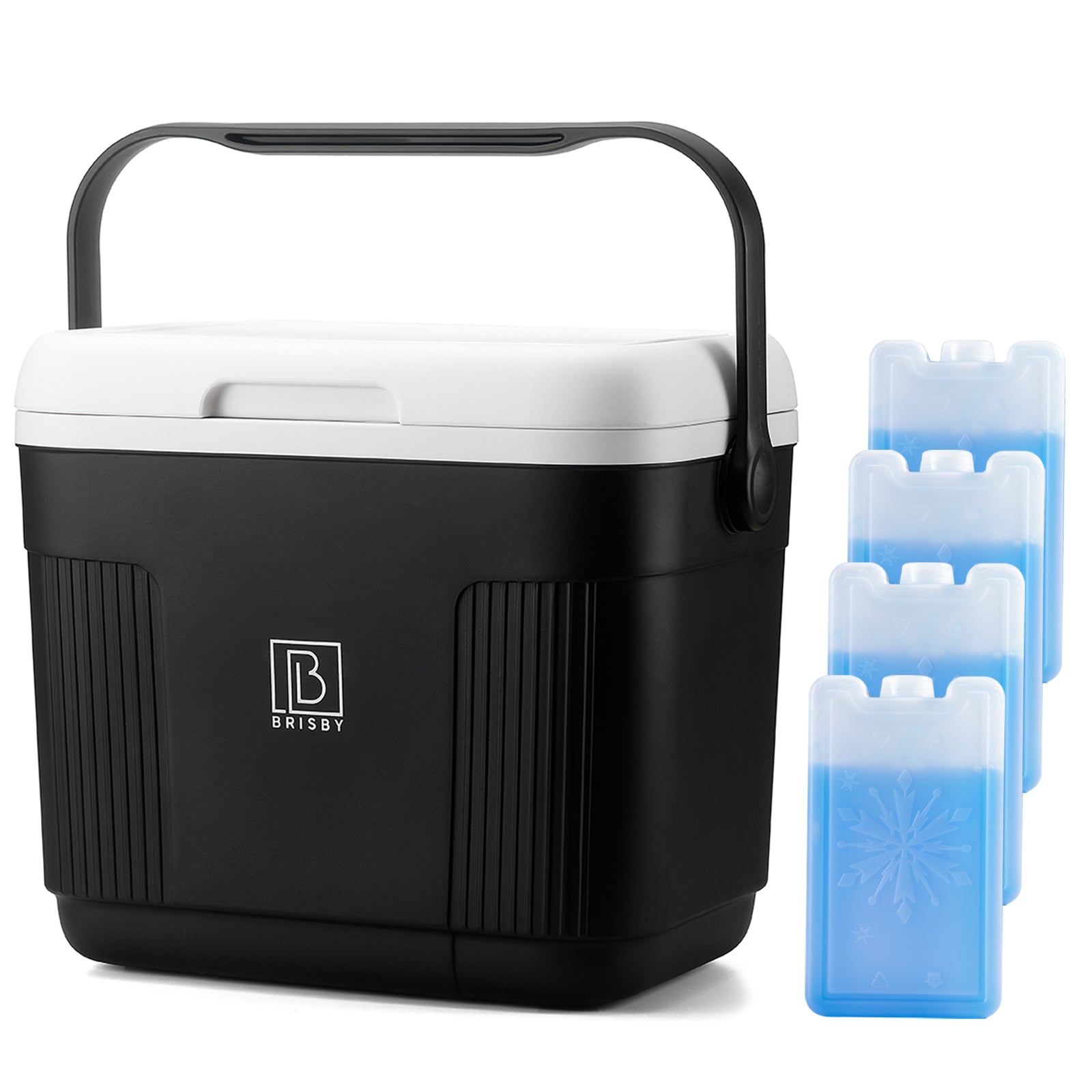 Brisby Koelbox 22L zwart + 2 thermosflessen 0,5L set -  incl. 4 koelelementen
