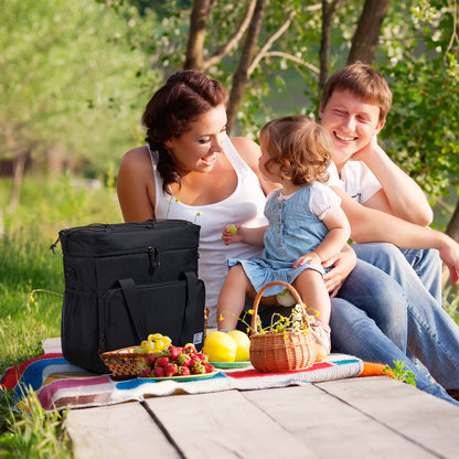 Koeltas 30L zwart-oranje - Lunchtas - 4 laags geïsoleerd - incl. 4 koelelementen