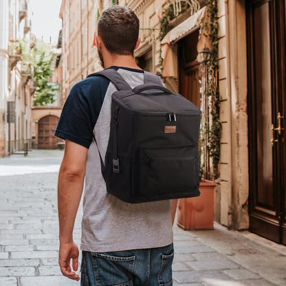 Packaway Koeltas rugzak 25L zwart - incl. 2  koelelementen, flessenopener