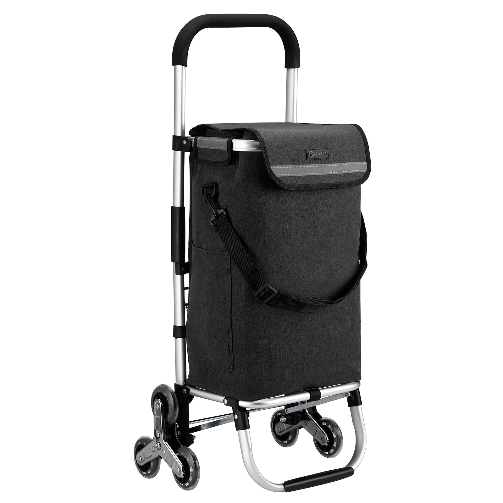 Packaway Boodschappentrolley 40L grijs - incl. trapwielen - steekwagenfunctie