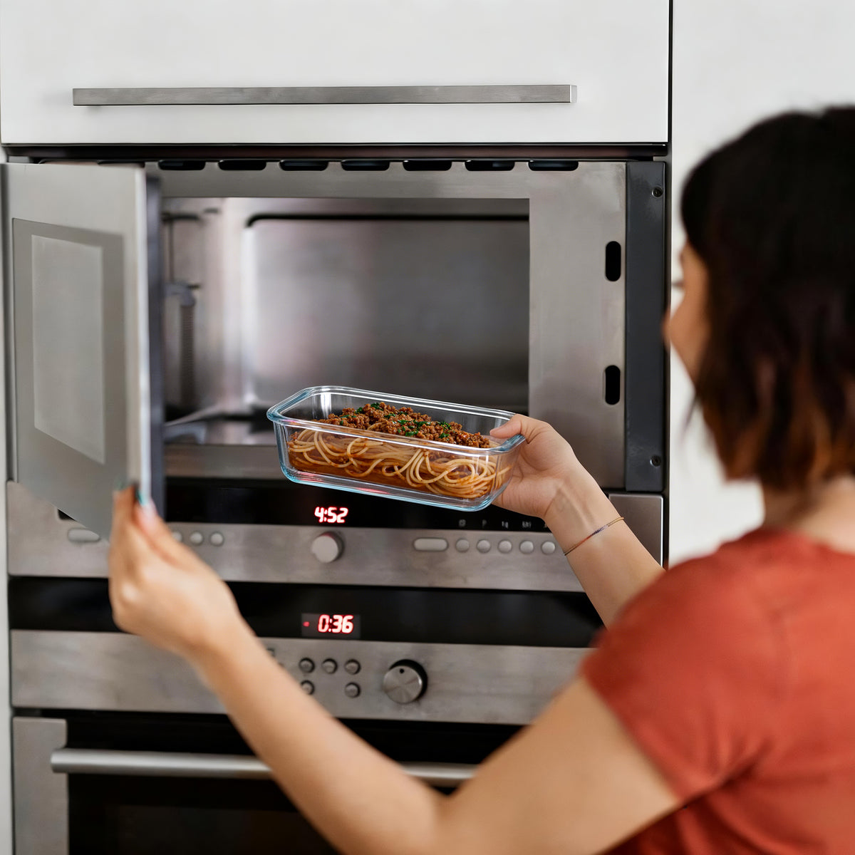 Bardi 5-delige set glazen vershoudbakjes 1060ml - oven- magnetron- en vriezerbestendig, incl. 10 wondersponsen