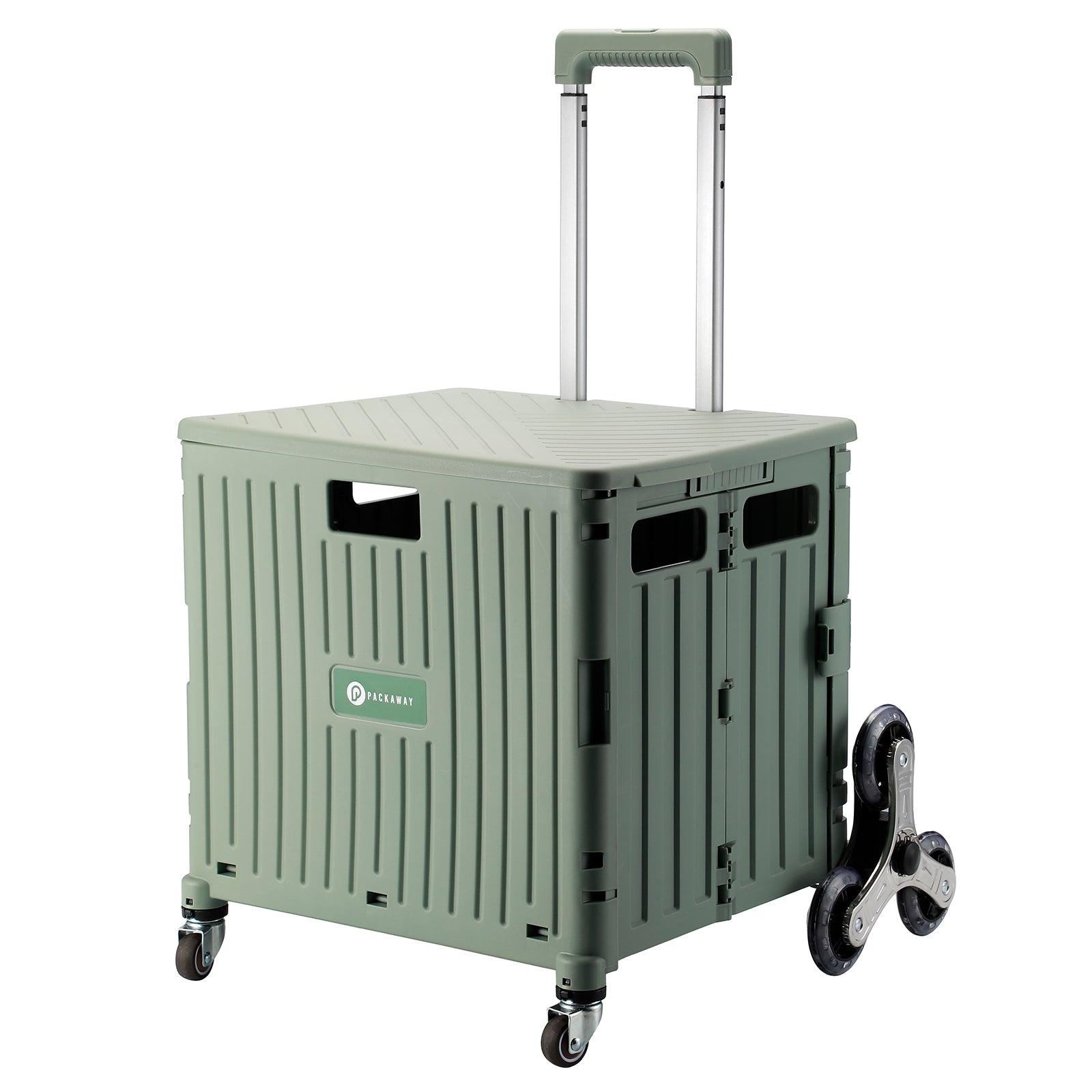 Packaway Boodschappentrolley krat XL 50L groen - incl. trapwielen, deksel