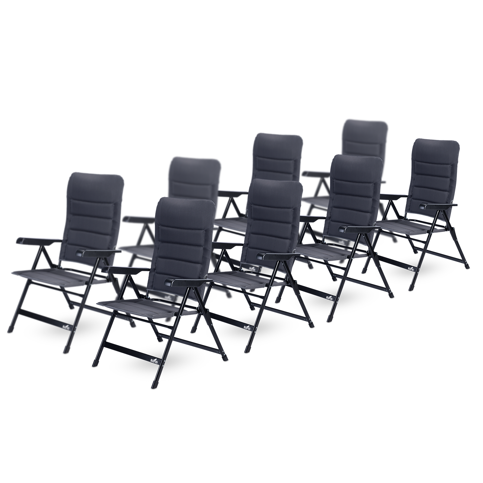 8-delige luxe campingstoelen set - 7 standen - 120 kg draagvermogen - lichtgewicht - grijs
