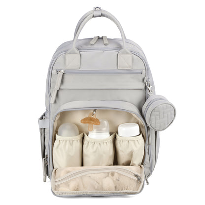 Brisby Premium Luiertas – Uitgebreide en Functionele Verzorgingstas – met buggymontage – Anti Diefstal Vakken - Reistrolley Sleeve - Inclusief verschoonmatje t.w.v.15,99 euro en speenhouder - Levenslange Garantie -Modern Grey