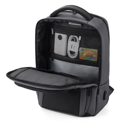 Brisby Rugzak Pro 1 – Laptoprugzak tot 15,7 inch voor Werk, School en Reizen – Waterafstotend – Met Tabletvak, Antidiefstalvak en Trolleysleeve - Grijs