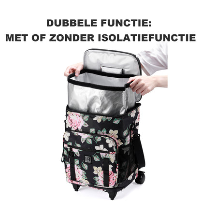 Brisby Boodschappentrolley 32L dark flower - incl. koelvak, koelelementen