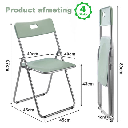 Bardi 4 Delige Klapstoelenset – Vouwstoelenset Stevige Kwaliteit, Weersbestending, 100KG Belastbaar. 44 x 45 x 79 cm. – GROEN