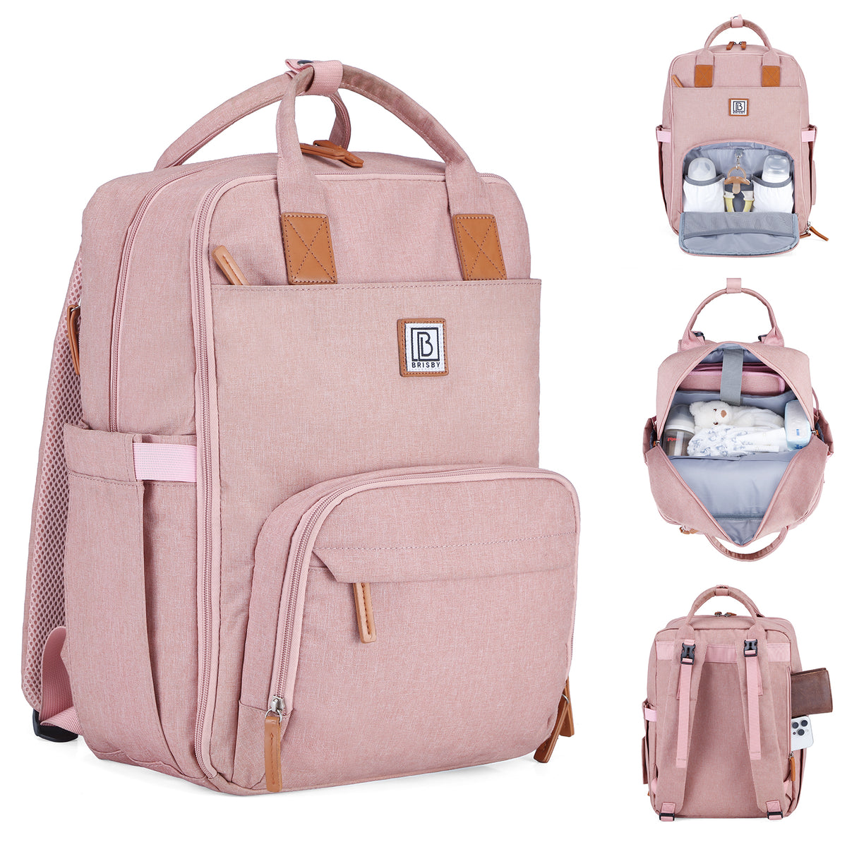 Brisby Luiertas Original - Roze - Kinderrugzak - 1.5L kinderlunchtas Giraffe