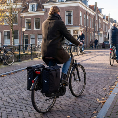 Brisby Dubbele Fietstas Rolltop Zwart 39-48L Waterdicht Geschikt voor Elektrische Fietsen & E-Bike - Zwart