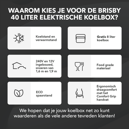 Elektrische koelbox 40L zwart SET - Incl. 8L passieve koelbox - incl. divider en koelelementen - AC/DC 12V, 220/230V