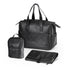 Venezia diaper bag and weekend bag black - PU leather - shoulder bag - wear-resistant - Incl. buggy/pram hooks, changing mat and cool bag