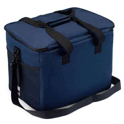 Koeltas 40L donkerblauw - lunchtas - opvouwbaar - 4-laags geïsoleerd - incl. 6 gratis koelelementen en draagband