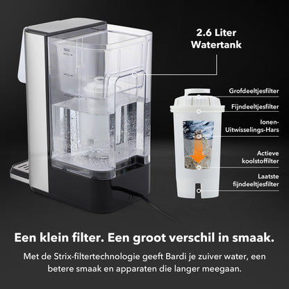 Bardi Heetwaterdispenser 2,6L - incl.thermoscup + onderzetter - instant-heating - 6 temperatuurstanden