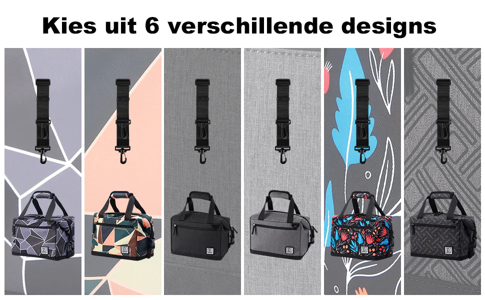 Koeltas 12L night flower - Lunchtas - 4-laags geïsoleerd - extra ruimte uitvouwbaar - 2 gratis koelelementen - incl. schouderriem