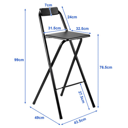 8x inklapbare barkruk zwart - 100 kg draagvermogen - voor statafel en bar