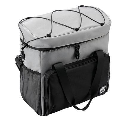 Koeltas 30L zwart-grijs-grijs - Lunchtas - 4 laags geïsoleerd - incl. 4 koelelementen