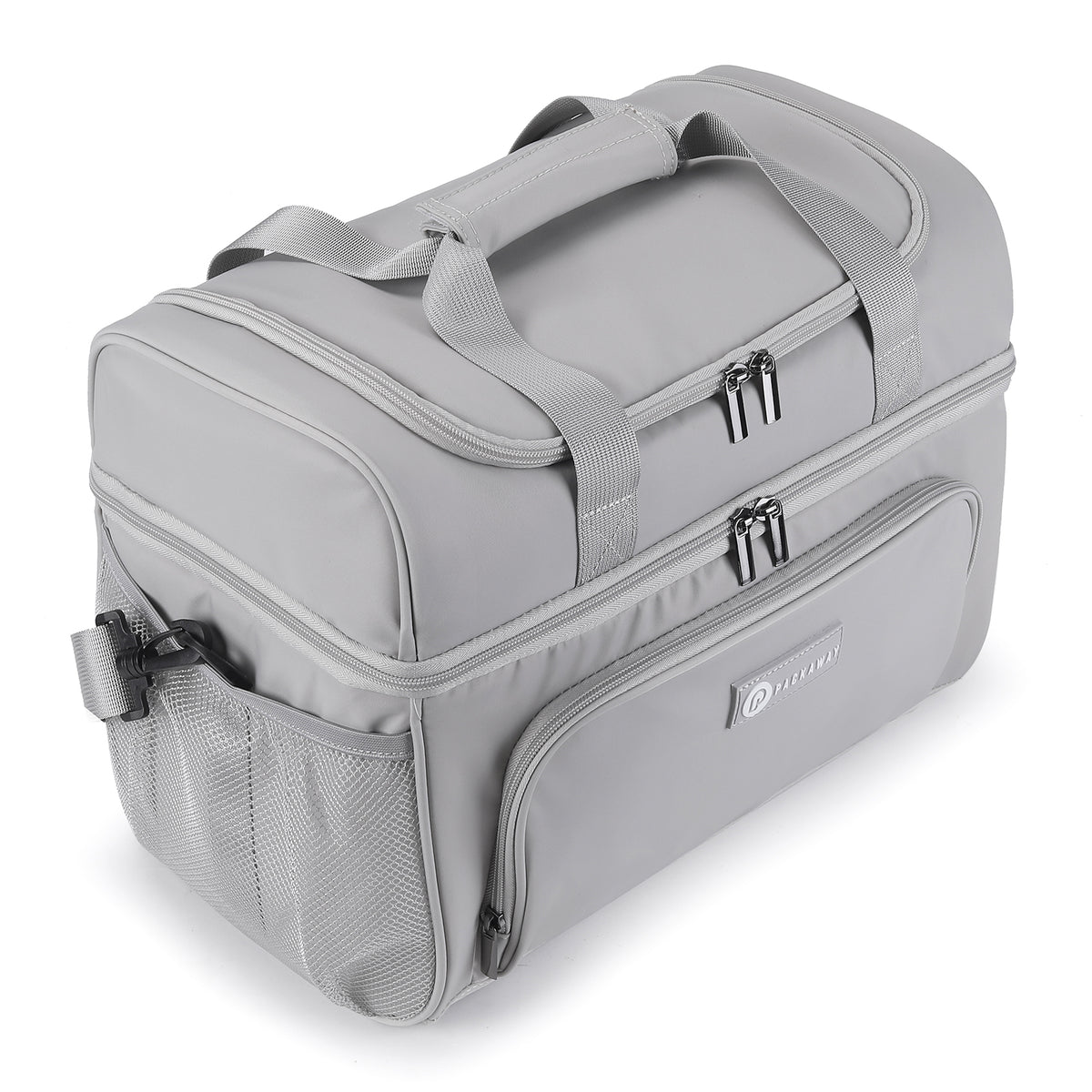 Packaway Koeltas 20L - Lunchtas - Inclusief 4 Koelelementen - Dubbel Compartiment - 4-Laags Geïsoleerd - Waterafstotend - Modern Grey