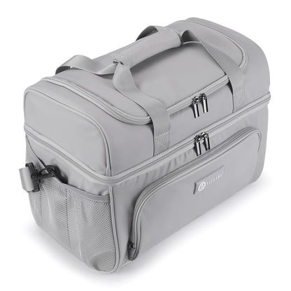 Packaway Koeltas 20L - Lunchtas - Inclusief 4 Koelelementen - Dubbel Compartiment - 4-Laags Geïsoleerd - Waterafstotend - Modern Grey