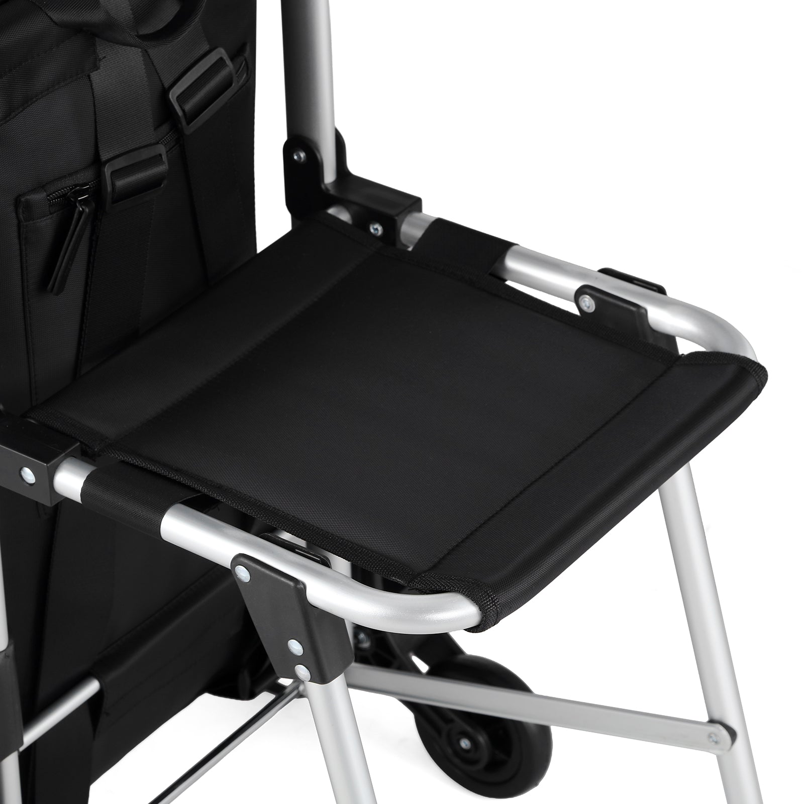 Packaway 35L Boodschappentrolley met 6 Wielen voor Trappen - Klapstoel Functie - Steekwagen Functie - Geïsoleerd - Afneembare Rugzak - Zwart
