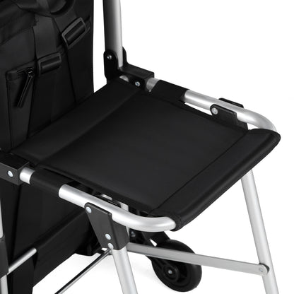 Packaway 35L Boodschappentrolley met 6 Wielen voor Trappen - Klapstoel Functie - Steekwagen Functie - Geïsoleerd - Afneembare Rugzak - Zwart