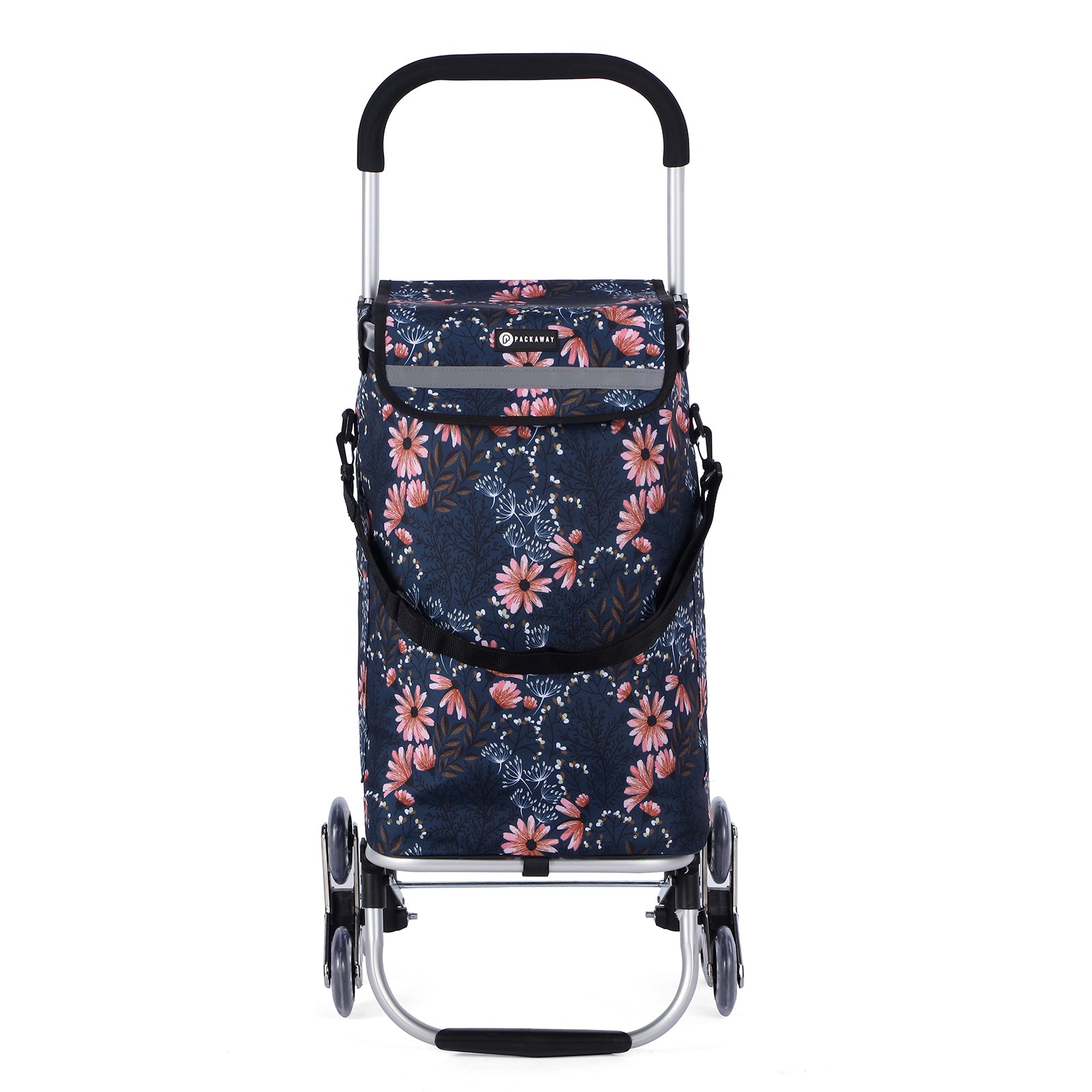 Packaway Boodschappentrolley met Trapwielen 40 Liter - Opvouwbare Boodschappenwagen met ruim Koelvak - Japanese Flower