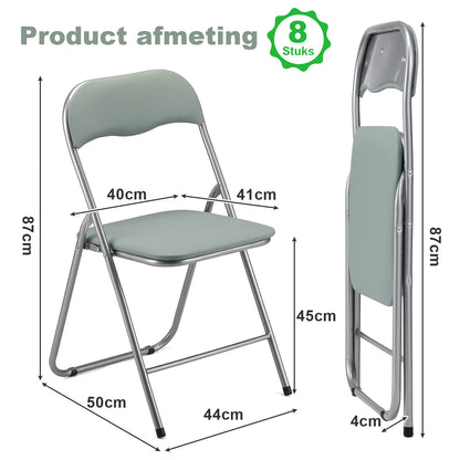 Bardi 8-delige Klapstoelen set PVC groen - 100 kg draagvermogen